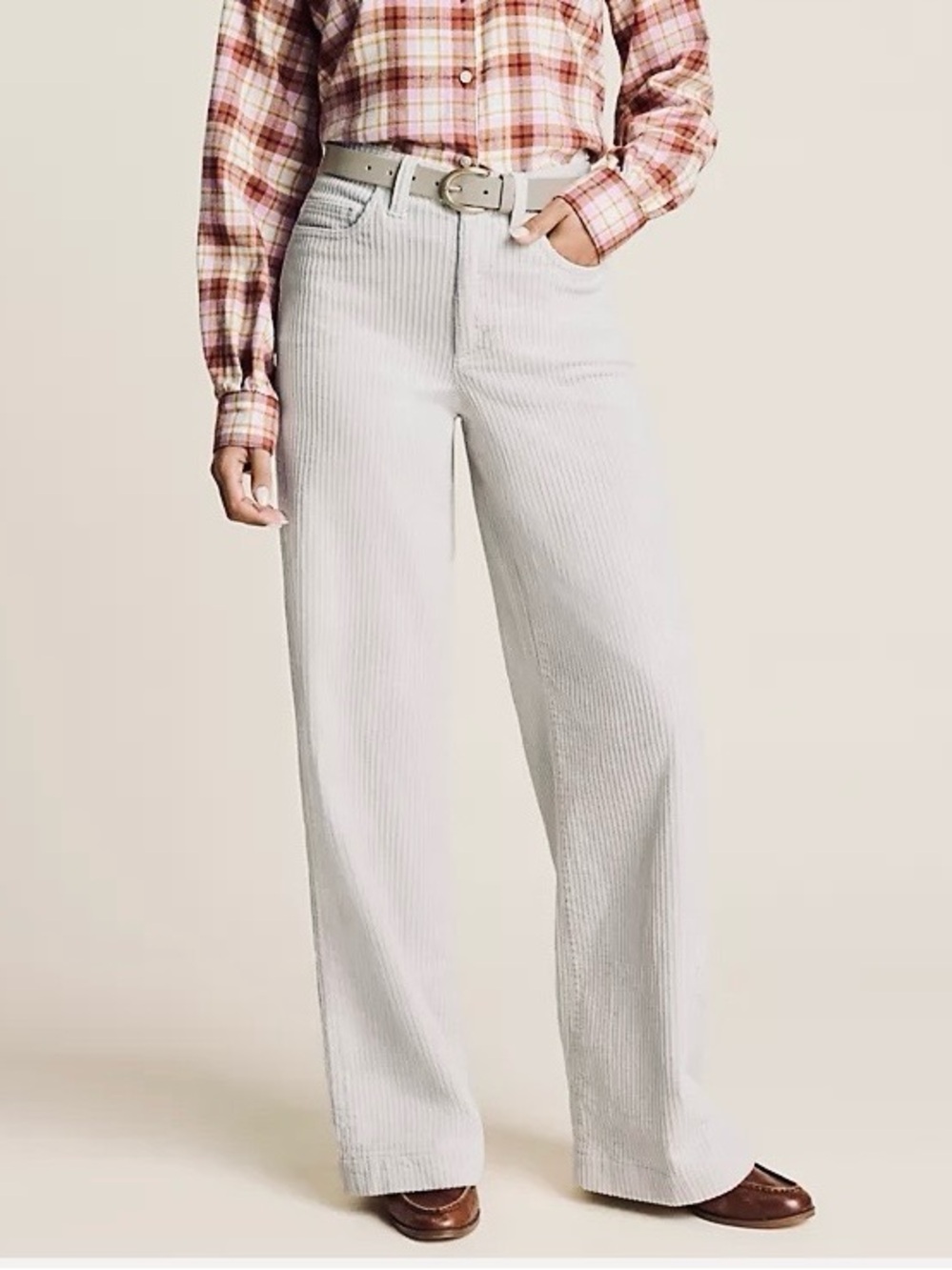Lands' End Ivory Latte Wide-Leg Corduroy Jeans